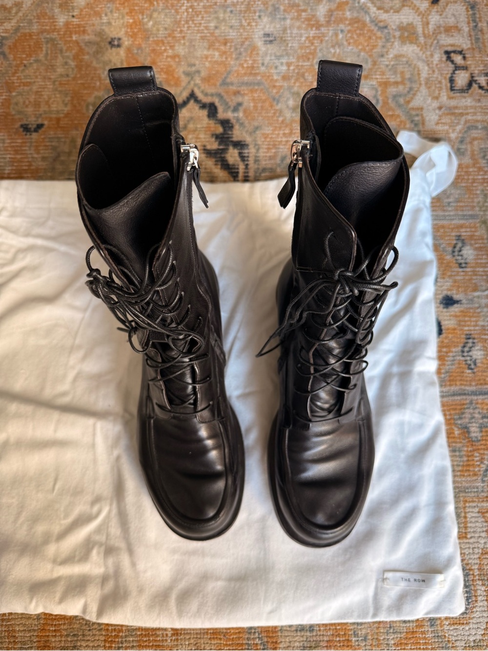 Women’s Black Lace-Up Platform Combat Boots - Picture 3 of 5